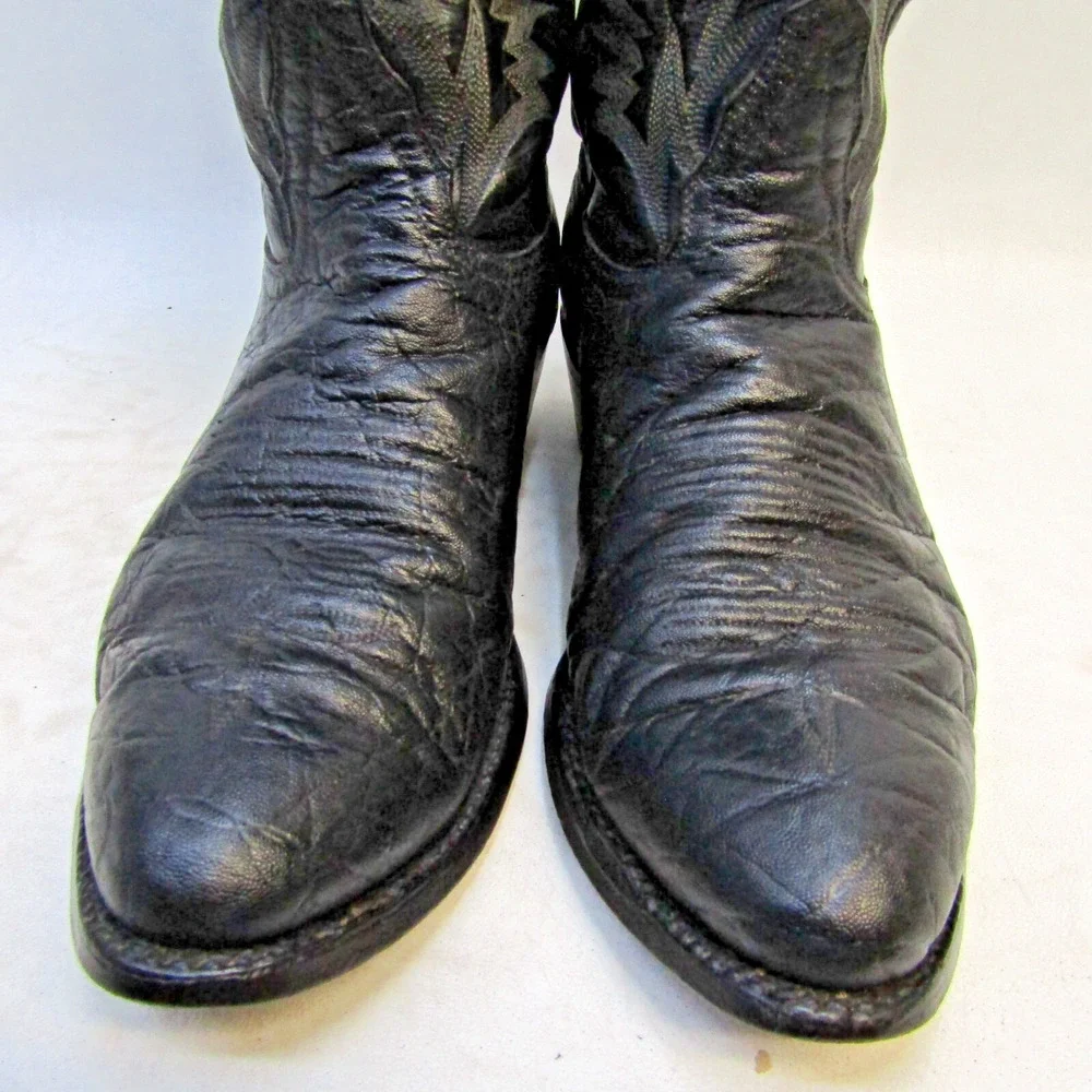 TONY LAMA Mens Size 8.5 EE Black Leather Cowboy Western Boots